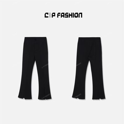 AR |AR “十里洋场”简约休闲裤脚前开衩修身长裤C88022CK243