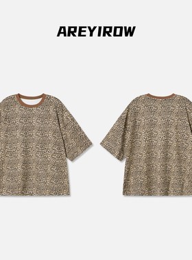 【Wang.小宁】AR超肥大圆领豹纹短袖T恤H10312DT253