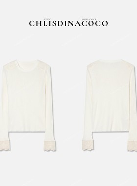 AR | CP轻奢拼接蕾丝袖圆领针织衫C69138CT243