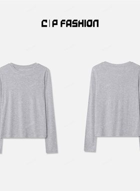 【Wang.小宁】AR简约百搭轻薄打底长袖T恤J19687CT243