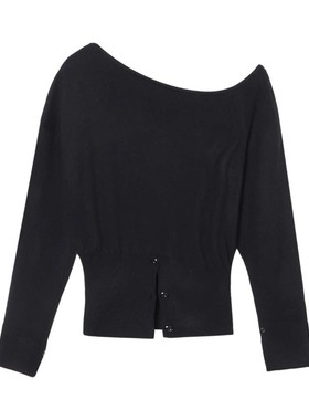 AR | CP 轻奢不规则斜肩开叉针织衫C66307MY243