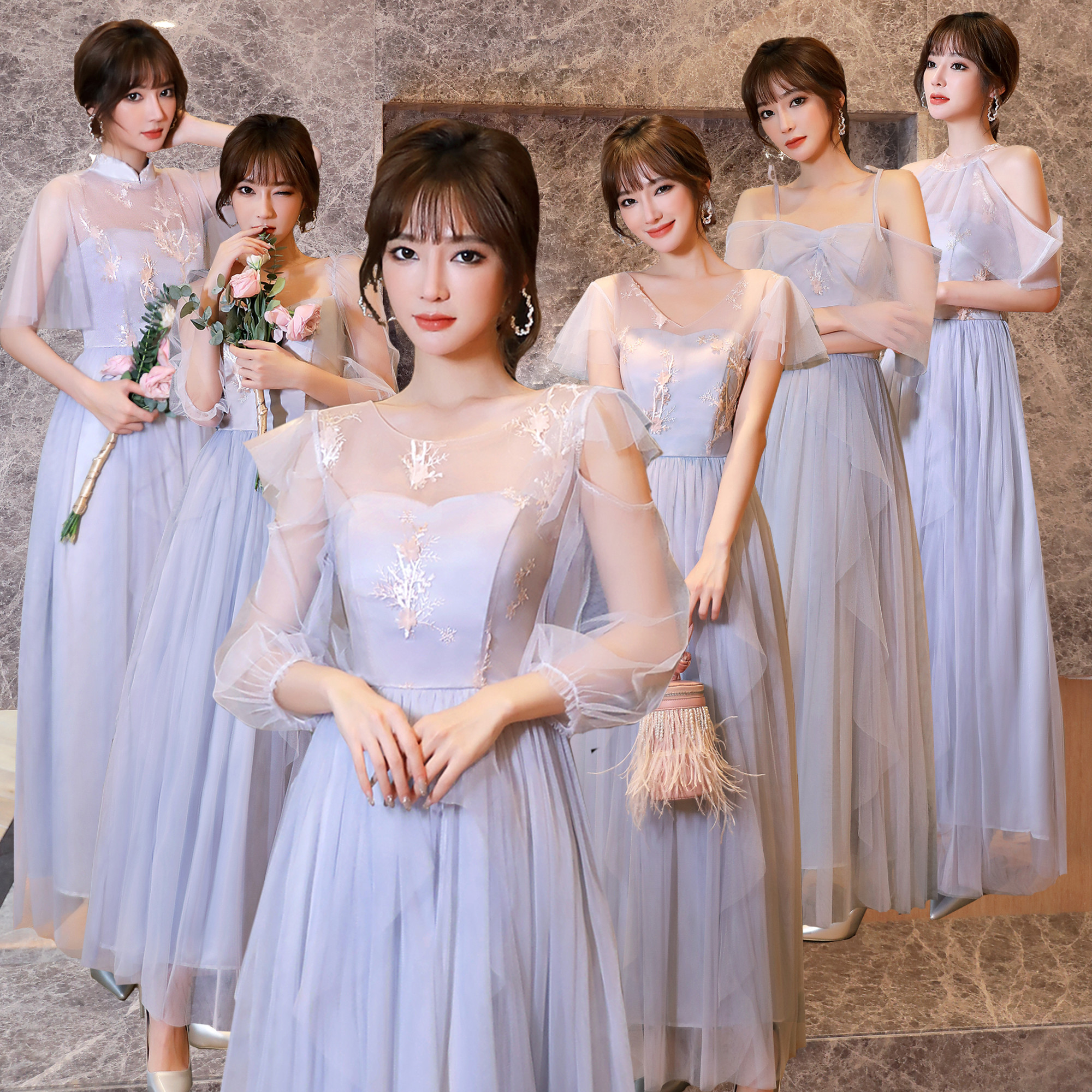 姐妹团新款甜美风遮肉显瘦伴娘服