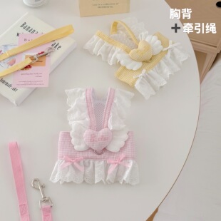 原创宠物韩里韩气翅膀公主裙狗狗猫咪可牵引胸背衣服春夏透气