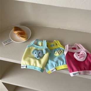 26春夏款 马尔济斯约克夏比熊猫咪狗狗衣服可爱多色玩偶背心可牵引