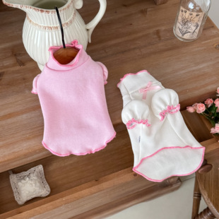 秋冬新款加厚打底衫公主风泡泡袖宠物猫咪狗狗小型犬衣服