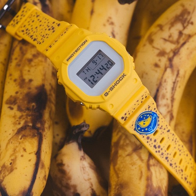卡西欧G-SHOCK BAIT 联名DW5600 Yamagata香蕉黄限量款防水男女表