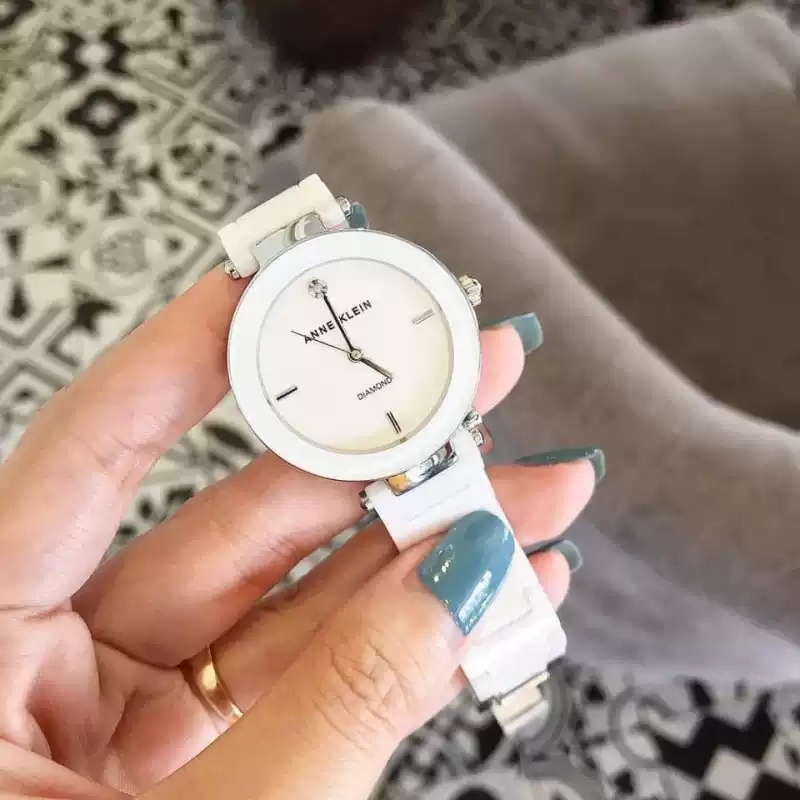 现货正品ak手表女 Anne Klein AK/1019WTWT陶瓷简约镶钻白色女表