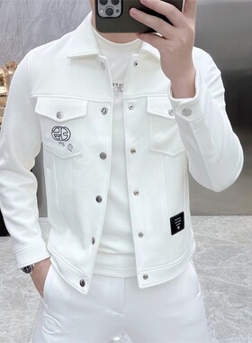 冬季潮男新款帅气刺绣百搭翻领字母夹克衫轻奢舒适高级感保暖外套