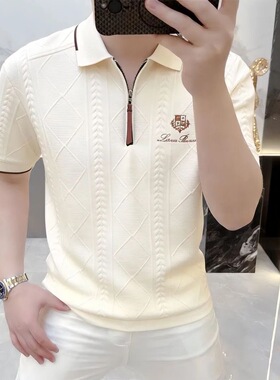 男士高端欧货Polo衫时尚刺绣翻领老钱风休闲帅气半袖t恤潮流百搭