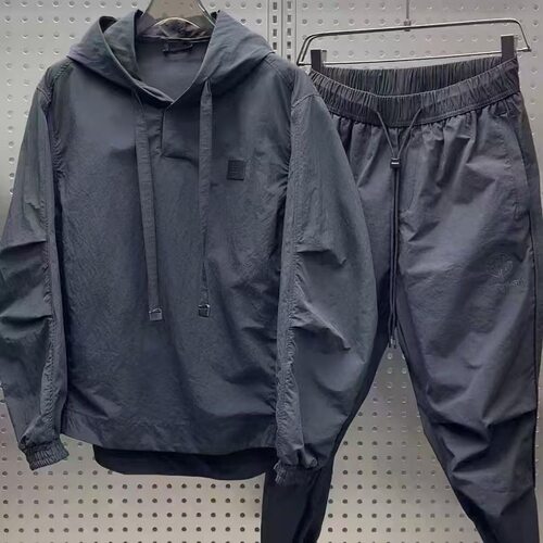 潮牌连帽卫衣套装男轻奢运动休闲宽松纯色休闲设计感潮流两件套