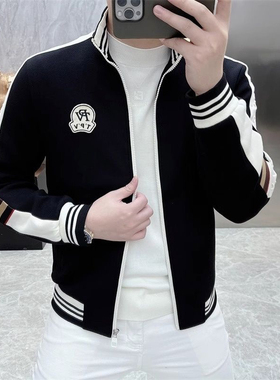 2024秋冬款欧货潮男绣花拼接夹克衫轻奢潮流帅气舒适百搭保暖外套