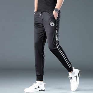 白色休闲运动裤 小脚裤 男春夏薄款 子高端时尚 束脚长裤 潮流欧货时尚