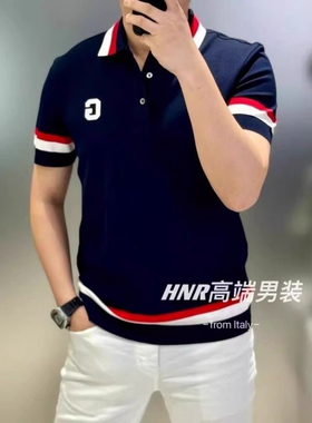 夏季高端字母欧货翻领短袖t恤男士时尚拼色商务休闲POLO小衫潮牌