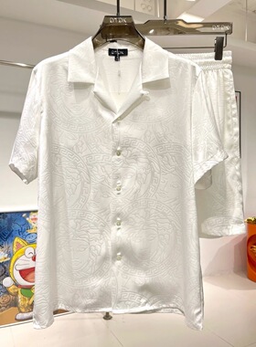 欧货奢华高级感百搭外穿家居服男士套装夏季短袖短裤睡衣两件套薄