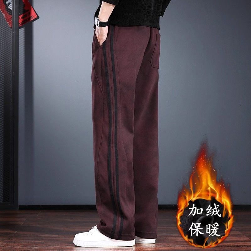 2026秋冬季抽绳竖条纹拼接休闲裤男士百搭垂感直筒慵懒风长裤子潮,男装,休闲裤,淘宝优惠券,粉丝福利购,淘宝优惠卷