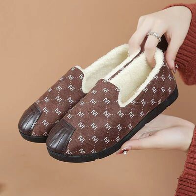 2024冬季加厚时尚韩版毛毛鞋爆款一脚蹬休闲女棉鞋软底加绒豆豆鞋