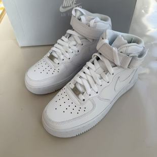 Nike AIR FORCE '07 MID 女子纯白中帮AF1空军一号板鞋366731-100