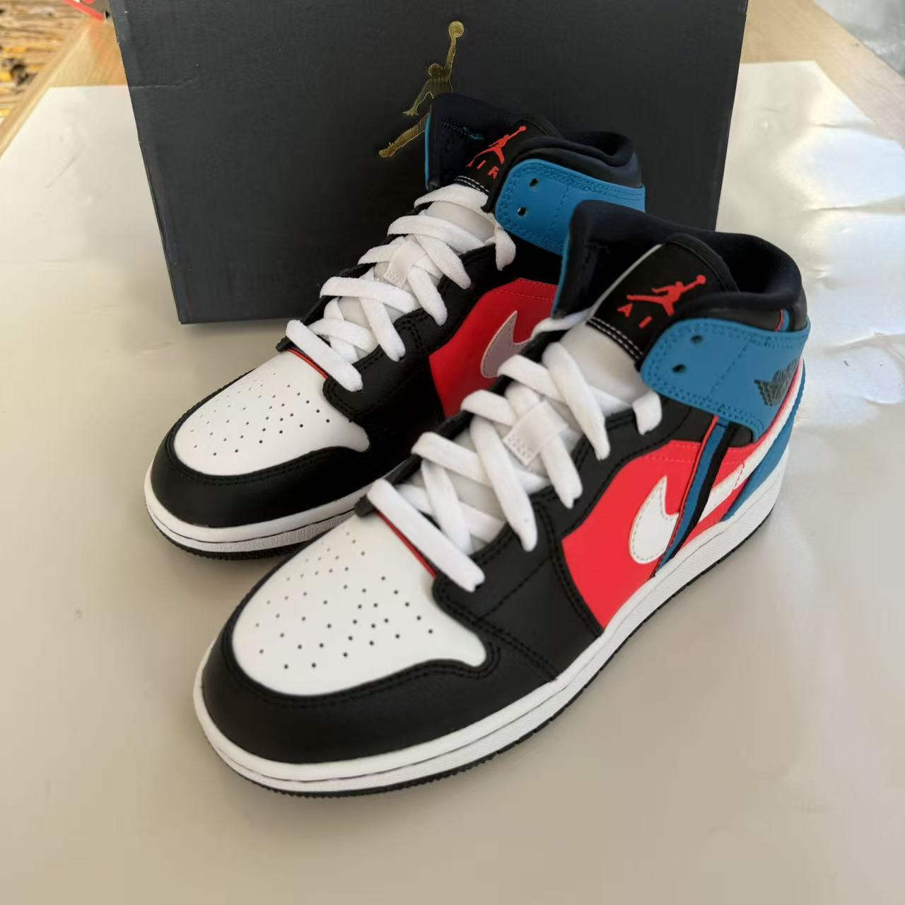 NIKE AIR JORDAN 1 Mid AJ1游戏时间黑红蓝篮球鞋CV4891-001