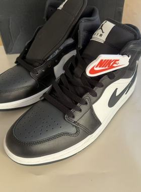 Nike耐克男鞋2025春季JORDAN AJ1黑白熊猫复古高帮板鞋DQ8426-010