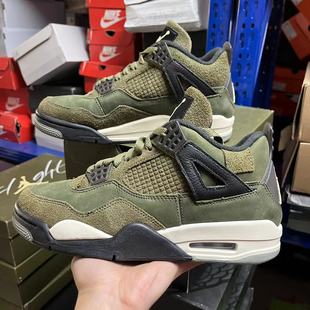 耐克男鞋Air Jordan 4 AJ4军绿橄榄绿高帮复古篮球鞋 FB9928-200
