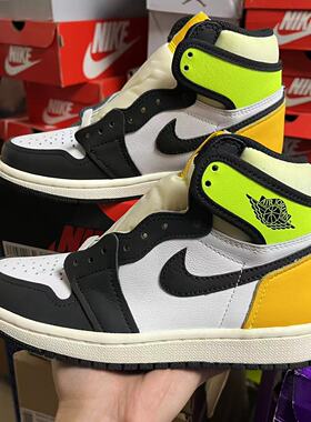 Air Jordan 1 AJ1 乔1 高帮 黑黄脚趾 荧光绿 白橙柠檬555088-118