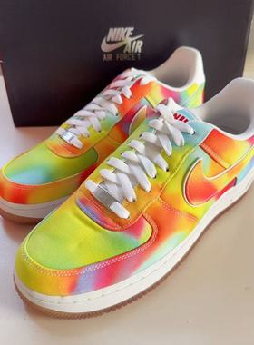 Nike耐克Air Force1 空军一号 男子芝加哥扎染彩虹板鞋CK0838-100
