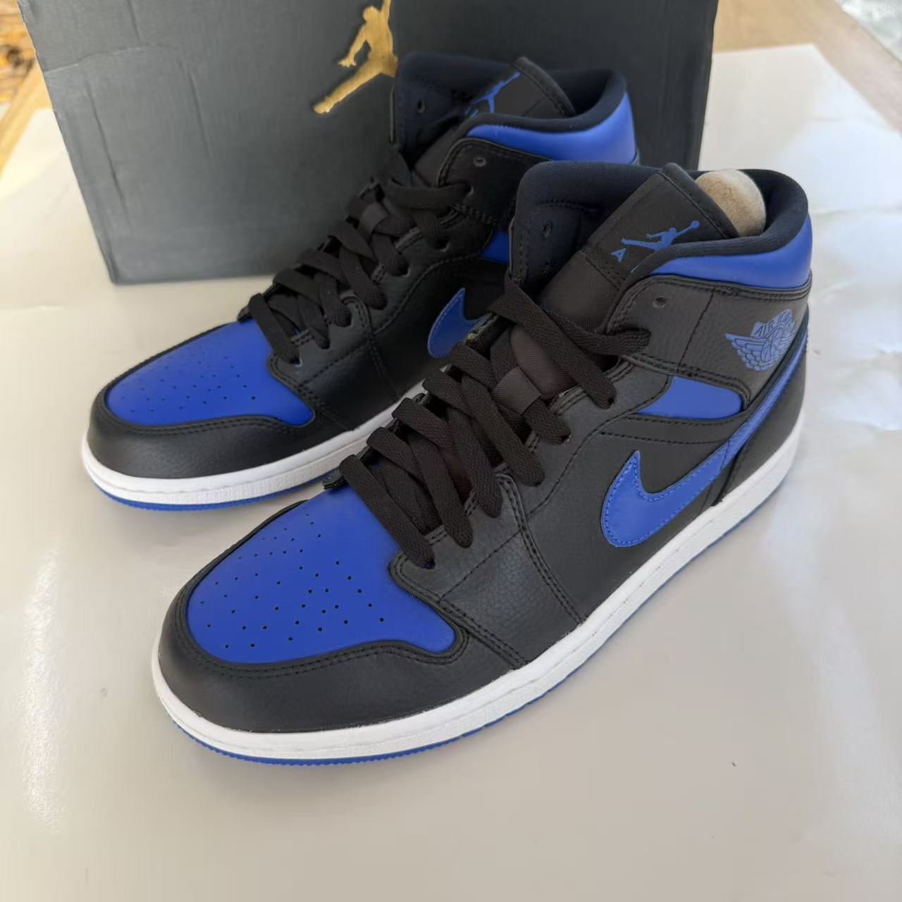 Nike/耐克Air Jordan AJ1男子中帮皇家蓝运动篮球鞋554724-068