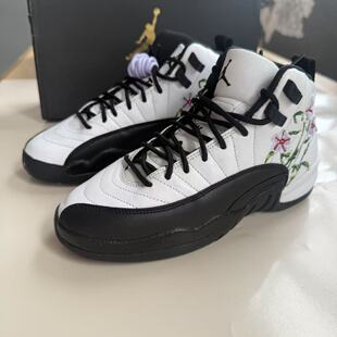 耐克Nike Air Jordan12 AJ12黑白花卉刺绣高帮篮球鞋DR6956-100