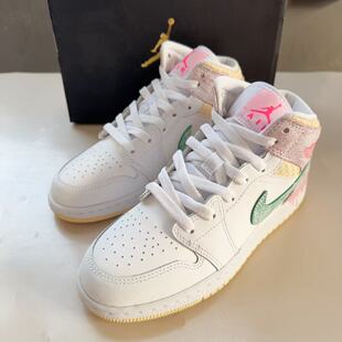 Mid Jordan 100 女情侣鞋 男DD1666 AJ1冰淇淋白粉绿礼物板鞋 Air