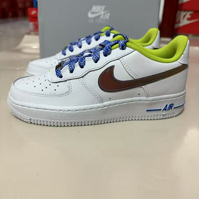 Nike Air Force 1 AF1 GS 白绿蓝女子低帮空军一号板鞋DQ7767-100