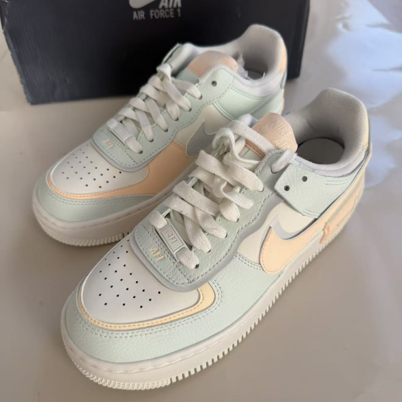 Nike Air Force 1 AF1 Shadow 淡蓝粉马卡龙板鞋 CU8591-104