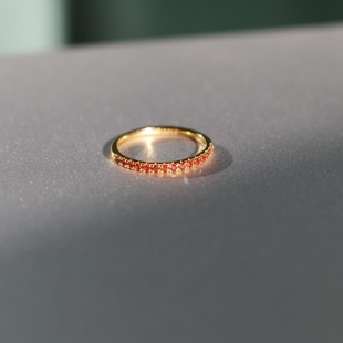好运环绕。S925纯银镀金红锆石红线细戒指环新年氛围简约精致百搭