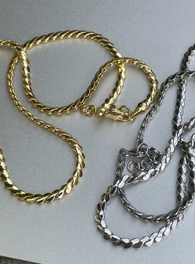 过分百搭！精致麻花编织纹理金银色项链简约高级性价比叠戴利器