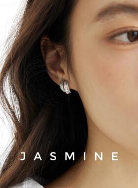 JASMINE极简错层双c耳饰高级感精致通勤银针耳骨钉气质新款耳钉女