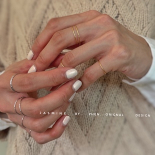 S925纯银极细车花素圈百搭戒指 叠戴小碎闪指环 纯银不掉色防过敏