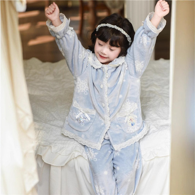 女童法兰绒加厚艾莎公主睡衣睡袍