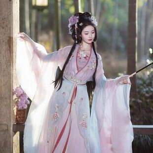 新款原创【玉水轻鸾】刺绣吊带超仙汉服南北朝国风大典走秀明星款