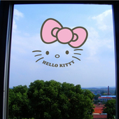 爱佳墙贴墙帖贴纸儿童房卧室Hello kitty 凯蒂猫公主玻璃贴蝴蝶结