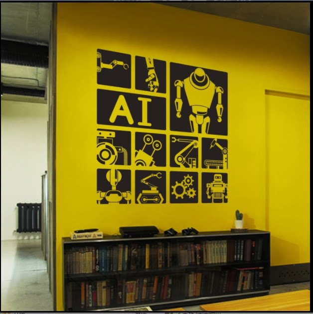 智能化机器人 科技馆学校公司办公室玄关创意个性装饰背景墙贴