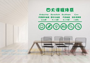 少儿编程培训机构墙面装饰贴纸scratch课程教育课程中心文字墙贴