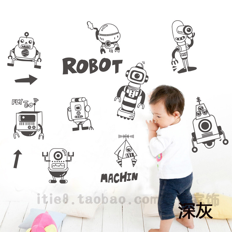 科学机器人太空儿童房定制墙贴纸