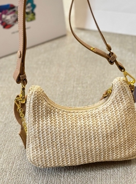 bag handbag新款腋下包真皮草料编织小号20CM