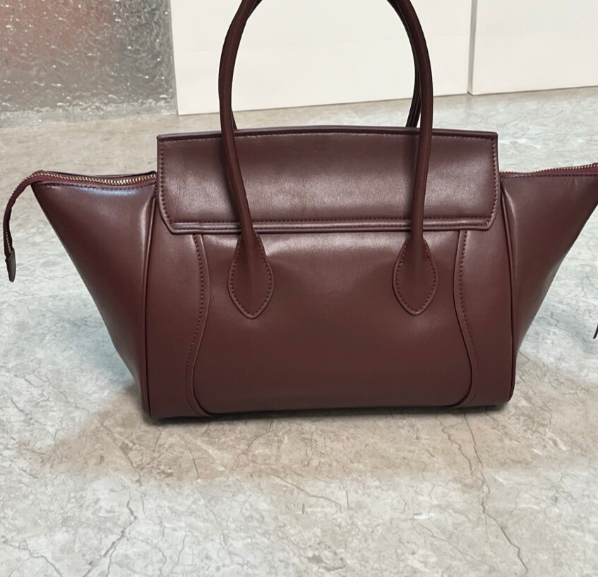 新款时尚百搭C笑脸包女包手提小号真皮腋下leather bag handbag