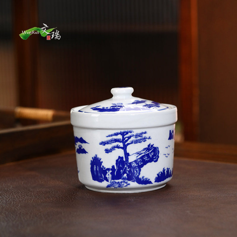 景德镇陶瓷糖缸带盖罐子