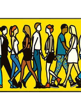 Julian Opie朱利安奥培行人系列艺术客厅墙大幅装饰有框装饰挂画