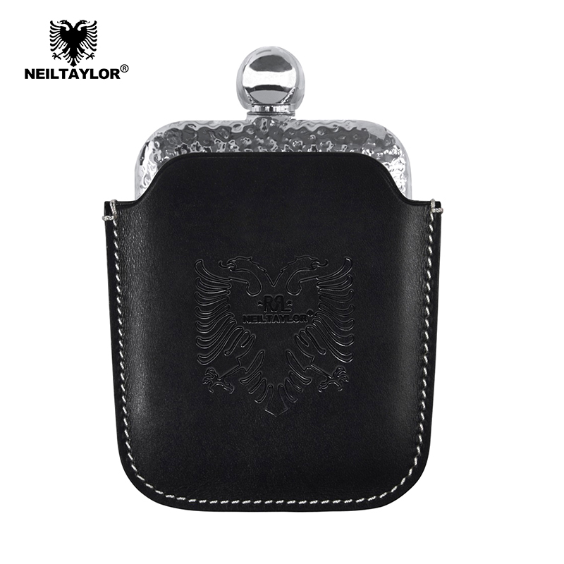 锤纹工艺酒壶配励木牛皮手工皮套