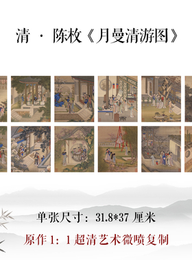 陈枚月曼清游图仕女临摹范本高清