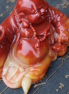 寿山石摆件礼品卧佛元宝古玩杂项