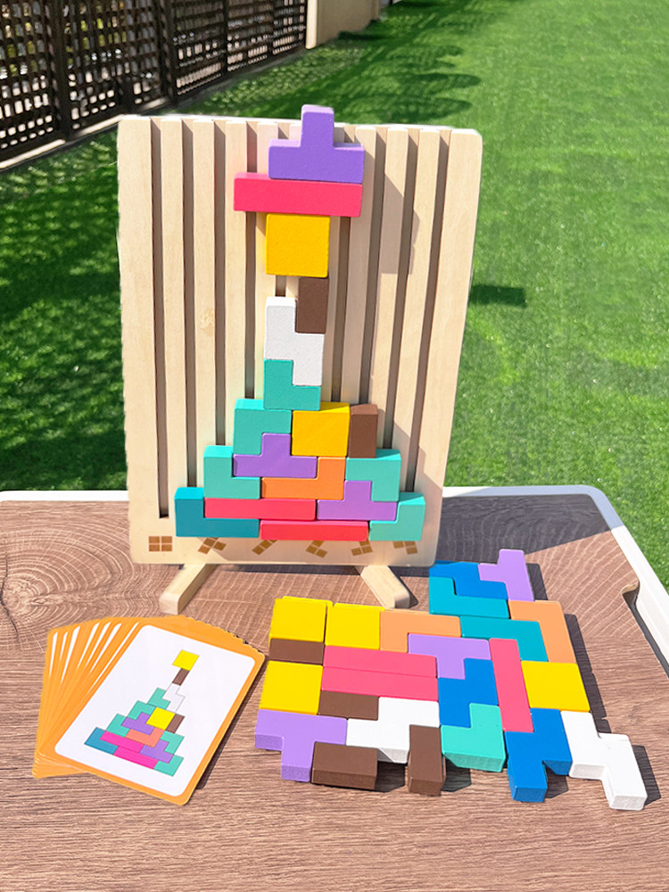 어린이의 두꺼운 대형 테트리스 빌딩 블록 퍼즐  조기 교육 소년과 소녀를위한 교육 퍼즐 조립 장난감