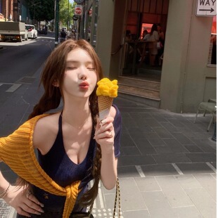 仿亚麻披肩 外穿开衫 JMSHOP 性感美肩沦陷羊毛混纺挂脖背心女夏季